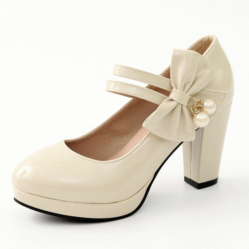 Thick Heel Super High Heel Round Toe Large Size Waterproof Platform Shoes Performance Model Cheongsam Catwalk Shoes
