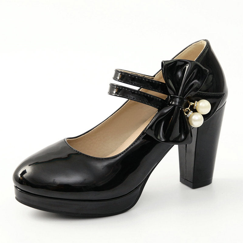 Thick Heel Super High Heel Round Toe Large Size Waterproof Platform Shoes Performance Model Cheongsam Catwalk Shoes